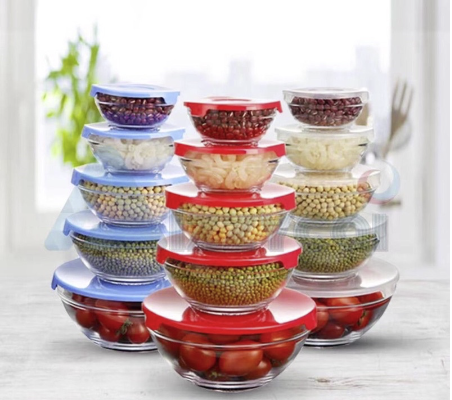 Hot Sale 5PCS 5oz/8oz/12oz/19oz/32oz Glass Salad Food Bowls Set