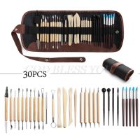 30pcs DIY Clay Pottery Tool Set Drill Pen Ceramics Sculpting Carving Sculpture Craft Wooden Handle Modeling Kit Drop Shipping