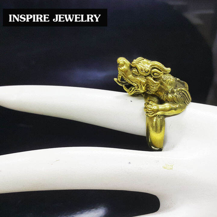 inspire-jewelry-แหวนปี่เซี้ยะ-หล่อจากทองเหลืองนอกทั้งวง-สรีระสวยงามมาก-แหวนมงคลดูดทรัพย์