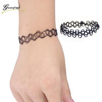 Vintage Stretch Tattoo Black Hollow Bracelets Punk Retro Gothic Elastic Bijoux for Women Lady Gift Fashion Jewelry Replacement Parts