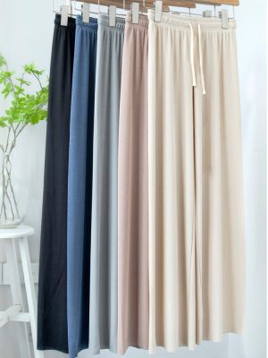 Summer Lace Up Wide Leg Pants for Women Casual High Waist 2023 Womens  Long Ice Silk Pants Pleated Loose Trousers Female Slacks