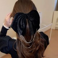 [COD] diamond-encrusted fabric spring clip bow back of the head hair temperament high-end hairpin net red fashion accessoriesTH