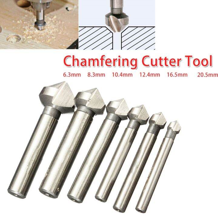 1pcs-3-flute-90-degree-countersink-drill-bit-round-handle-hss-wood-steel-chamfer-cutter-6-3-20-5mm-for-carbon-steel-pvc