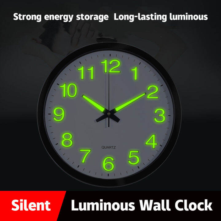 10" Luminous Wall Clock Glow In The Dark with Night Light Lazada PH