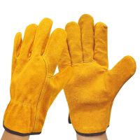 Mens Driver Gloves Cowhide Warm Cashmere Windproof Security Protection Wear Safety Working Woman 2008