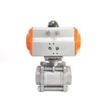 DN32 Three piece High Platform Pneumatic Ball Valve Stainless steel 1-1/4" Q611F-16P Single Acting Cylinder