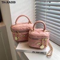 Bucket bag leather handbags women fashion trend in diamond lattice ol worn parcel ice cream chain package brim parcel female