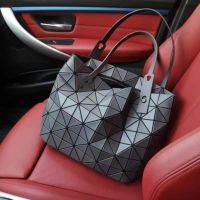 2023●△✸ Japans new female bag three curtilage ling lattice grid diamond single shoulder bag handbag geometry large capacity tote bags