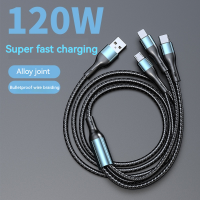 3 In 1สายชาร์จ USB เร็ว120W C สายสำหรับ iPhone 14 13 12ไมโคร USB ชนิดสายเคเบิ้ล Type C สำหรับ Huawei Xiaomi Samsung สายข้อมูล USB-C