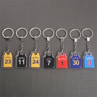 Basketball Jersey Memorial Keychain with Player Name Acrylic Sports Key Ring For Men Women Basketball Fan Souvenir Gift Ornament Key Chains