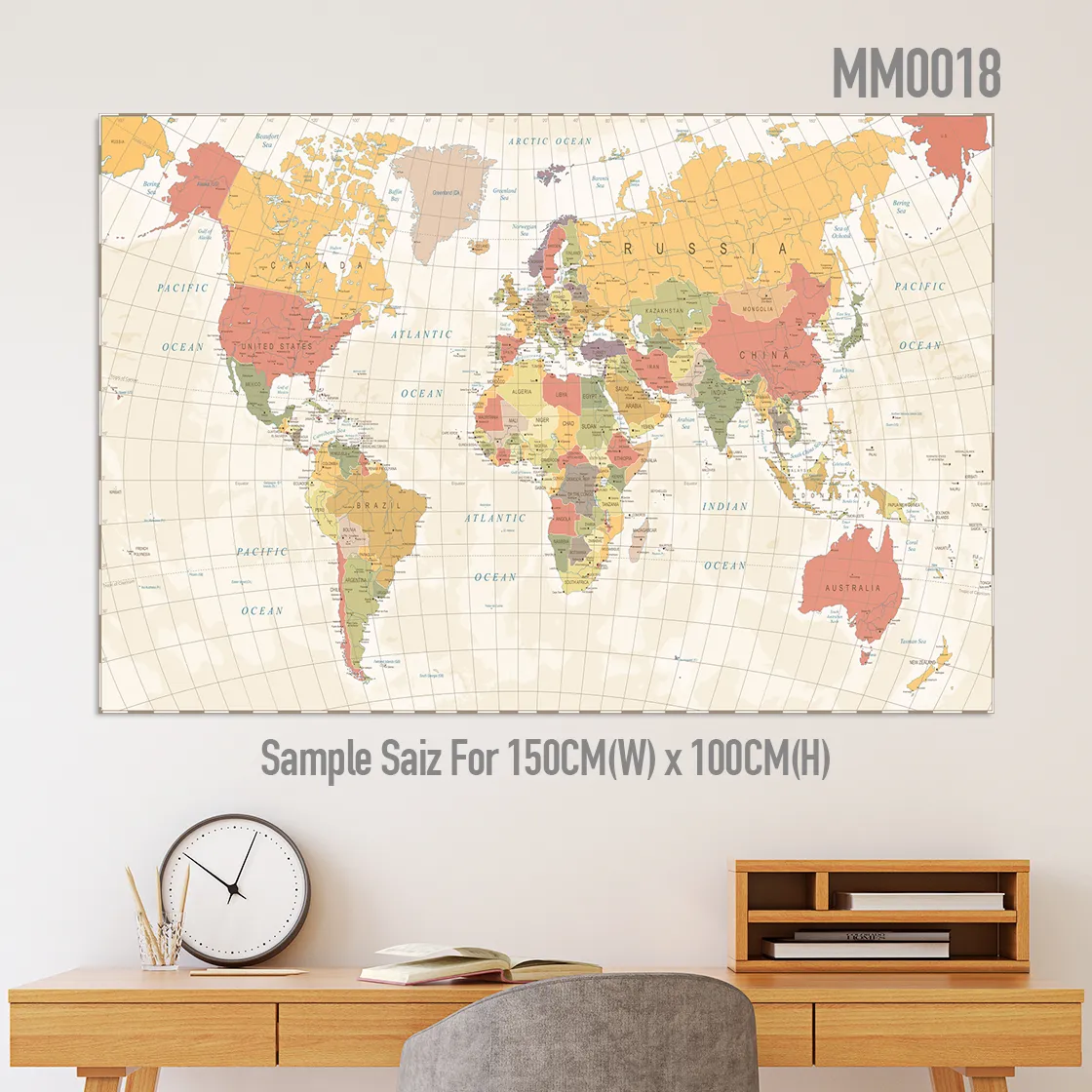 World Map Colour In Canvas Ready Stock - World Map Country Peta Dunia Malaysia Wall Art Decor  Calligraphy Maxi Glitter Poster Canvas (No Frame) 61X91Cm /150X100Cm |  Lazada