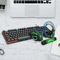 Office Keyboard 4Pcs/Set Professional Plug Play Comfortable Gaming Keyboard USB Mouse Pad Headset Kit for Home