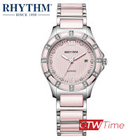 RHYTHM นาฬิกาข้อมือสตรี สายเซรามิก รุ่น F1202T03 - สีชมพู/เงิน