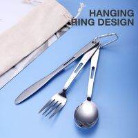 Stainless Steel Travel Cutlery Set Portable Dinnerware Set Fork Spoon Knife Set with Lock Bag Outdoor Camp Reusable Utensil Kit Flatware Sets