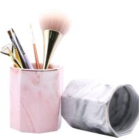 [NEW] Marble Gold Foil Nail Art Brush Holder Octagonal Shape Pink Gray Brushes Organizer Pen Makeup Storage Shelf Manicure Tool