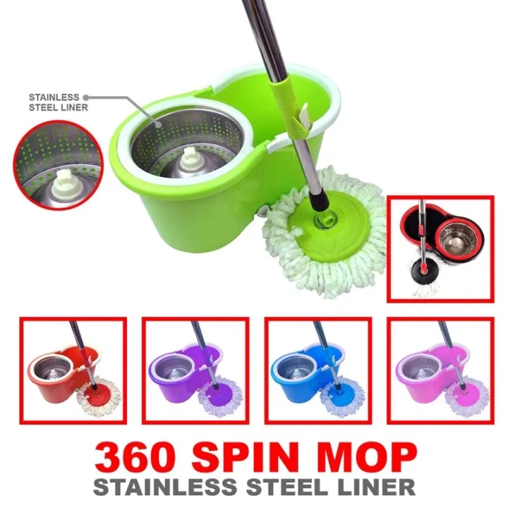 Spin Mop 360 degree Stainless Steel Wringer Bucket with Mop