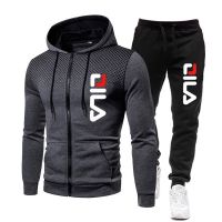 Autumn and Winter New Mens Warm Hoodie Pant Set Mens Outdoor Zipper Hoodie Casual Sports Set