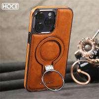 HOCE เคสตัวยึดตัวจับหนัง PU หรูหราพับได้แบบตั้งได้สำหรับ iPhone 15 14 11 12 13 Pro Max ชาร์จไร้สายกันกระแทก