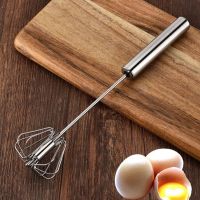 10Pcs Semi-Automatic Egg Beater 304 Stainless Steel Egg Whisk Manual Hand Mixer Self Turning Egg Stirrer Kitchen Egg Tools