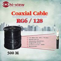 Hi-view Coaxial Cable RG6/128 500เมตร ชิลด์ 90% 75 Ohms สีดำ