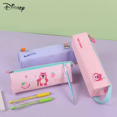 Disney Lotso strawberry bear cartoon cute student pencil case pencil storage bag Simplicity zipper stationery bag