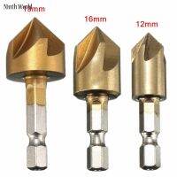 【❖New Hot❖】 liuchuanliang 3ชิ้น12/16/19มม. 5ขลุ่ย Countersink 1/4 "Hss ก้านหกเหลี่ยม90องศาคัตเตอร์ขูดลบมุมไม้เจาะซิงค์เคาน์เตอร์บิต