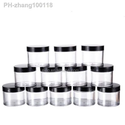 Promotion Empty 60g Plastic Cosmetic Jars with Black Lid 2oz PS Containers Nail Art Samples Display Bottle Refillable