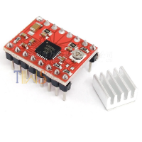 พร้อมส่ง! A4988 Stepping Motor Driver มอเตอร์ ไดรเวอร์ สีแดง A4988 Stepper Motor Driver Module (for 3D Printer) + Heatsink