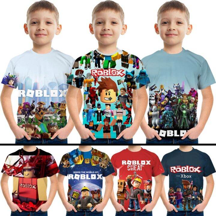 Childrens Roblox Gaming Printed T Shirt Kids Short Sleeve Casual Summer Top  Tee