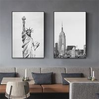 Black And White Travel Poster - New York City Architecture Scenes Travel Prints - Abstract Modern Wall Art ภาพวาดผ้าใบ Decor-เหมาะสำหรับบ้านหรือสำนักงาน