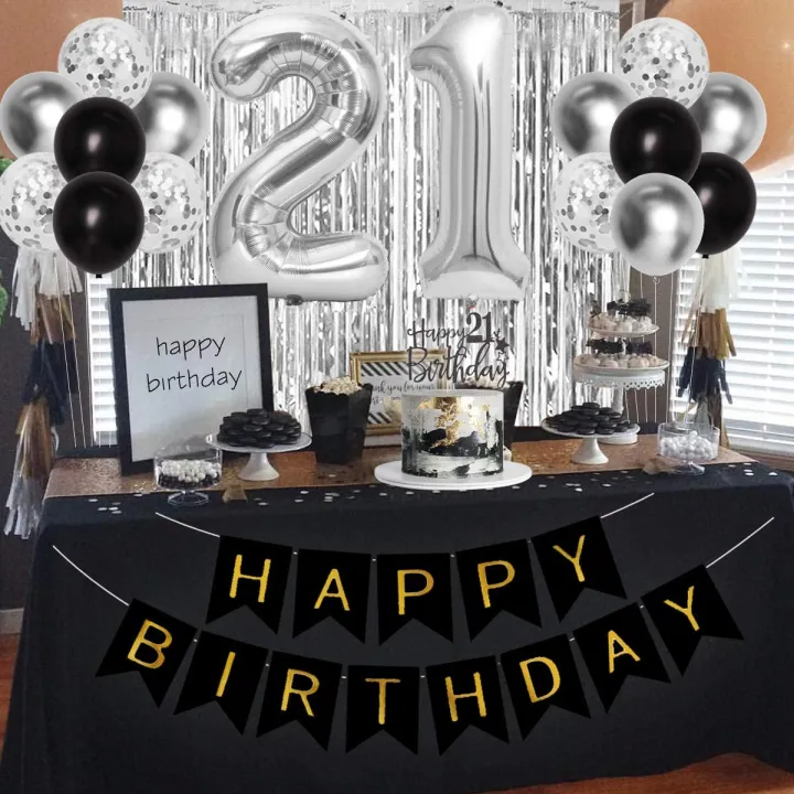 SURSURPRISE 21st Birthday Party Decorations for Him Men Silver and ...