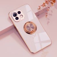 ✘▼☑ Plating Silicone Cases For Xiaomi Mi 11 10 Lite Redmi Note 10 Pro Mi11 Mi10 Camera Lens Full Soft Covers With Ring Holder Stand