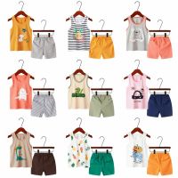 Summer Cotton Pajamas Set for Kids Baby Pajamas for Boys and Girls Sleeveless Breathable Cat Rabbit Animal Clothes