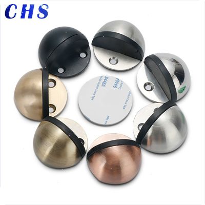 【cw】 Zinc Alloy Rubber Door Stopper Non Punching Sticker Holder Catch Floor Mounted Nail-free Stop Hardware ！