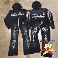 วินเทจ Hellstar สตูดิโอเสื้อกันหนาวหมวกผู้ชายผู้หญิงที่มีคุณภาพดีที่สุดล้างเถ้าขนาดใหญ่ P Ullovers