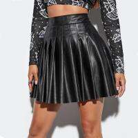 PU Leather Solid Pleated Fold Mini Skirt Hight Waist Sexy Women Skirts Streetwear Party Club Min Skirt Summer 2023 New