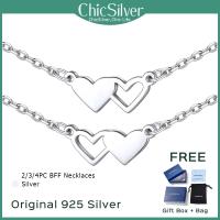 สร้อยคอ ChicSilver สำหรับเพื่อนที่ดีที่สุดสำหรับ925เงินสเตอร์ลิงสร้อยคอคู่หัวใจสร้อยคอสำหรับหญิงสาว Hadiah Persahabatan BFF