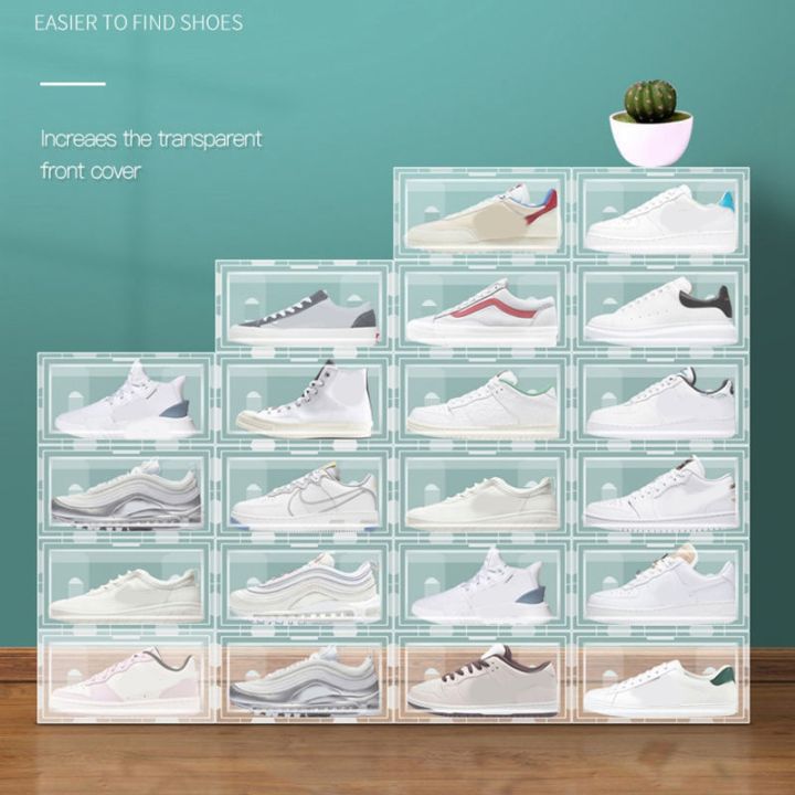 clamshell-shoe-box-stackable-sneakers-sports-shoe-organizer-drawer-case-plastic-shoebox-display-rack