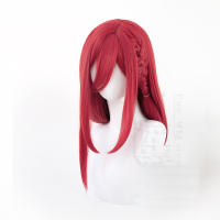 Hoanime BLUE LOCK Chigiri Hyoma คอสเพลย์วิกผมถักวิกผมไวน์แดงวิกผมคอสเพลย์อะนิเมะคอสเพลย์ Wigs ผมสังเคราะห์ทนความร้อน55ซม.