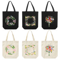 1 Set DIY Flower Pattern Canvas Tote Bag Embroidery Kit Embroidery Hoops Needlepoint Thread Instructions Beginners Art Crafts