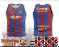 เสื้อบอลพิมพ์ลาย ยอดฮิต แขนกุด ลาย บาเซโลน่า Barcelona