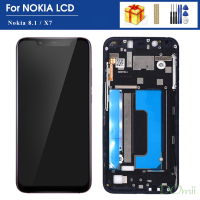 จอ LCD ของแท้6.18 "สำหรับ Nokia 8.1,หน้าจออะไหล่ประกอบดิจิไทเซอร์สำหรับ Nokia X7 TA-1119 TA-1121 TA-1128 LCD