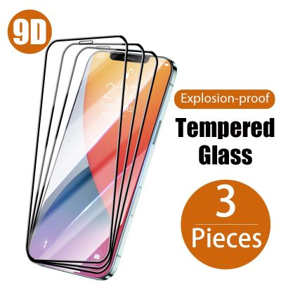 9D Tempered Glass for iPhone 13 12 Mini 7 Plus XR XS X 8 6 6S SE Screen Protector 3 Piece Hard Glass for iPhone 11 Pro Max Full