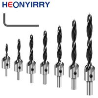 4/7 Pcs Flute Countersink Drill Bit Set Screw Woodworking Chamfer Tool 3-6mm Stock Offer Drills  Drivers