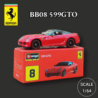 โมเดลย่อส่วนรถเฟอร์รารีแบบย่อขนาด BB08 599GTO F40ใบไม้ F50ของเล่นยานพาหนะดายแคสแมงมุม488 GTB