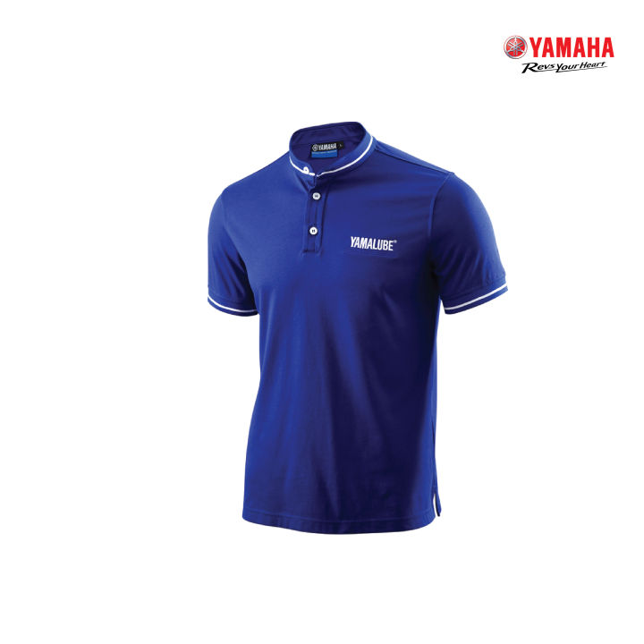 yamaha-เสื้อโปโล-yamalube-คอจีน-สีน้ำเงิน