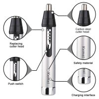 ZZOOI Kemei 6652 Facial Grooming Nose Ear Hair Trimmer 110v-240v Kit Electric Eyebrow Beard Trimmer Micro Nose And Ears Trimmer