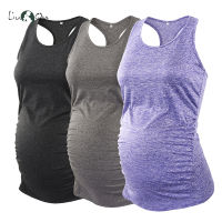 Liu&amp;Qu 3 Pack Summer Maternity Tank Top Seamless Racerback Sleeveless Vest Top Nursing Tops Yoga Gym Clothes Pregnancy Shirt