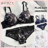 INTIMA เซ็กซี่หวานดอกไม้พิมพ์ลายยกทรงขนาดพิเศษและเซ็ตกางเกงในญี่ปุ่นบางคัพชุดชั้นในดันชุดชั้นในสตรีอ้วน