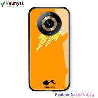 เคส Realme 11 5G Realme Narzo 60 5G เคสลายการ์ตูนสำหรับเด็กผู้หญิงผู้หญิง Pocket Monster เคสโลโก้ Flash กันกระแทกฝาหลังกระจกเทมเปอร์